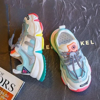 

2020 Summer Rainbow Kids sport Shoes For Girls Sneakers Students Breathable Mesh Children Shoes Girls Sneakers Light Shoes Boys