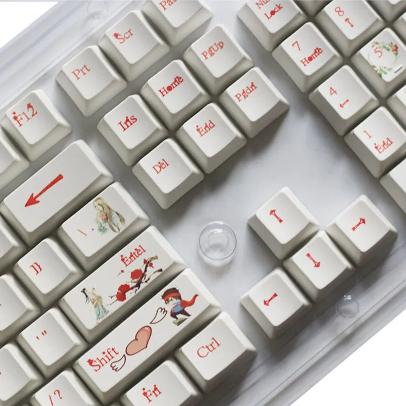 PBT Сублимация любовь тема с подсветкой колпачки для ключей 104 клавиш Cherry Mx переключатели колпачки для ключей съемник для механической клавиатуры