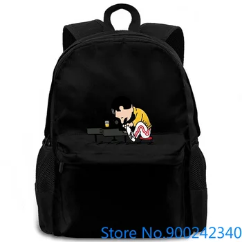 

Queenuts Queen's Freddie Mercury In The Style of Peanuts Grey Print women men backpack laptop travel school adult