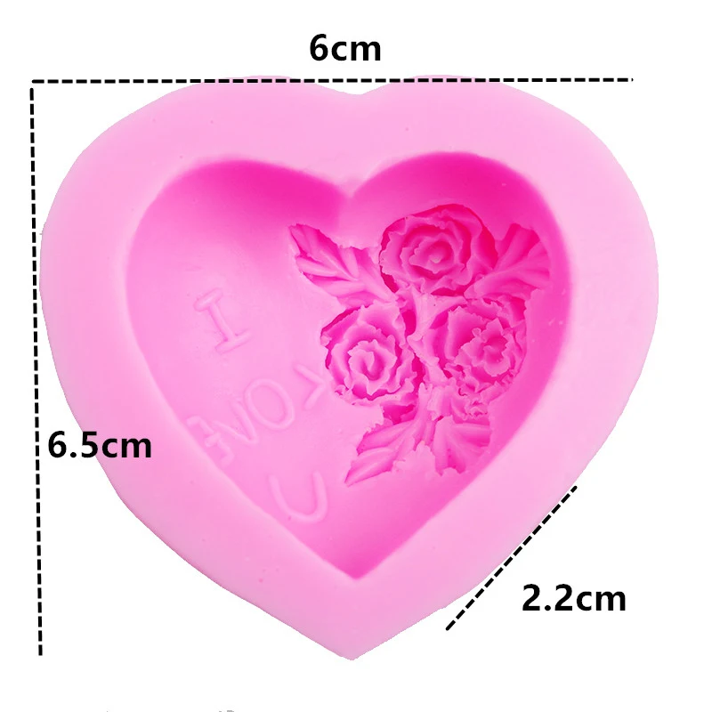 Heart Shape Flower Soap Mold I Love U Silicone Soap Making Mould Romantic Aroma Mold For Lover Gifts Cake Decorating Tools
