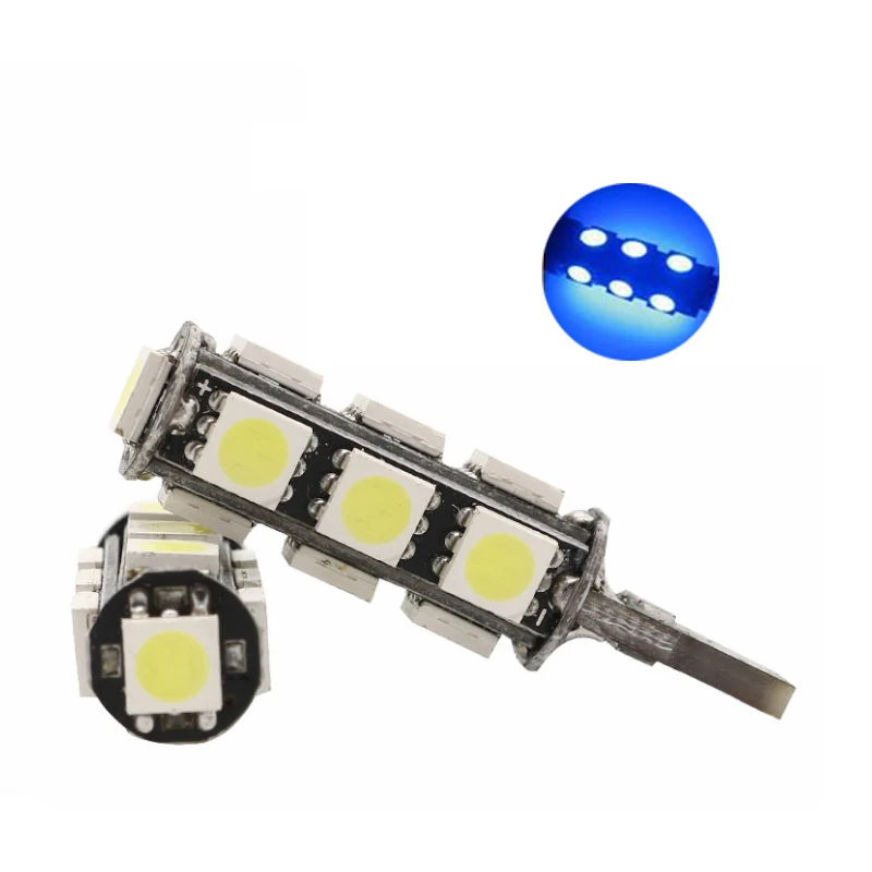 

10Pcs Ice Blue T10 W5W 5050 13SMD LED Car Bulbs Canbus Error Free 194 168 2825 Clearance Lamps Reading License Plate Lights 12V