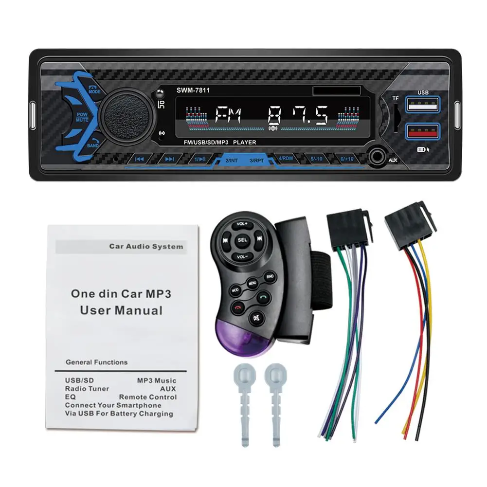 Автомагнитола 1Din стереопроигрыватель Bluetooth Мультимедийный MP3-плеер 12 В Авторадио