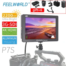 FEELWORLD P7S 4K монитор 7 дюймов 2200nit 3G-SDI на камеру поле DSLR монитор алюминиевый фокус помощь 4K HDMI для камеры Canon Nikon