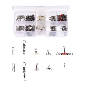 

100/Boxs Fishing Rolling Barrel Swivel With Interlock Snap Connectors Fishing Accessories with Tackle Fishing Connectors