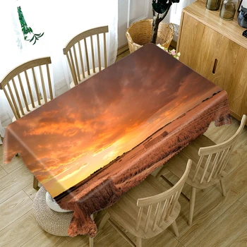 

Thicken Cotton Tablecloth 3D Field landscape in the Sunset Pattern Rectangular/Round Table Cloth for Wedding Picnic Party