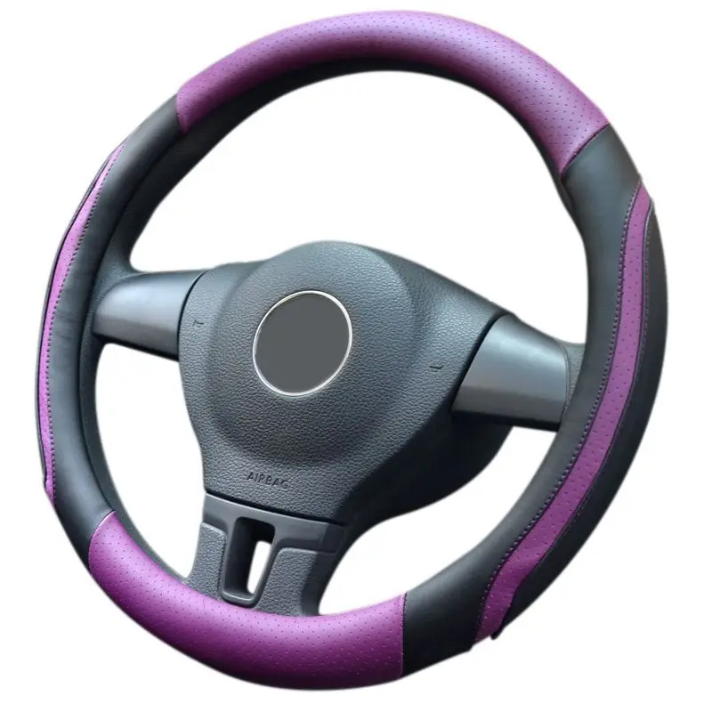 1PCS Car Steering Wheel Cover Punching And Ventilation Four Seasons Universal Car Accessories - Название цвета: purple 40cm