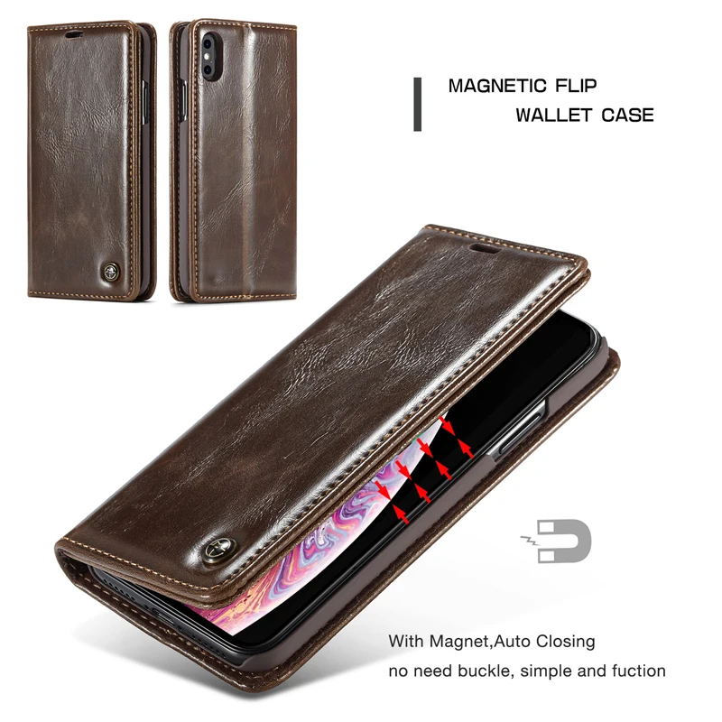 CaseMe Роскошный чехол книжка из искусственной кожи с магнитной застежкой для iPhone XS