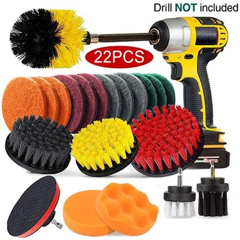 

22pcs Electric Drill Brush Scrub Pads Grout Power Drills Scrubber Cleaning Brush Tub Cleaner Tools Kit For Carpet Glass Car
