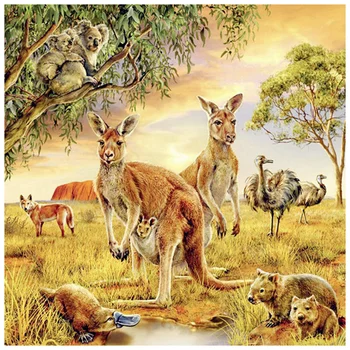 

Square / circle 5d diamond painting kangaroo diamond embroidery animal picture rhinestone diamond mosaic cross stitch