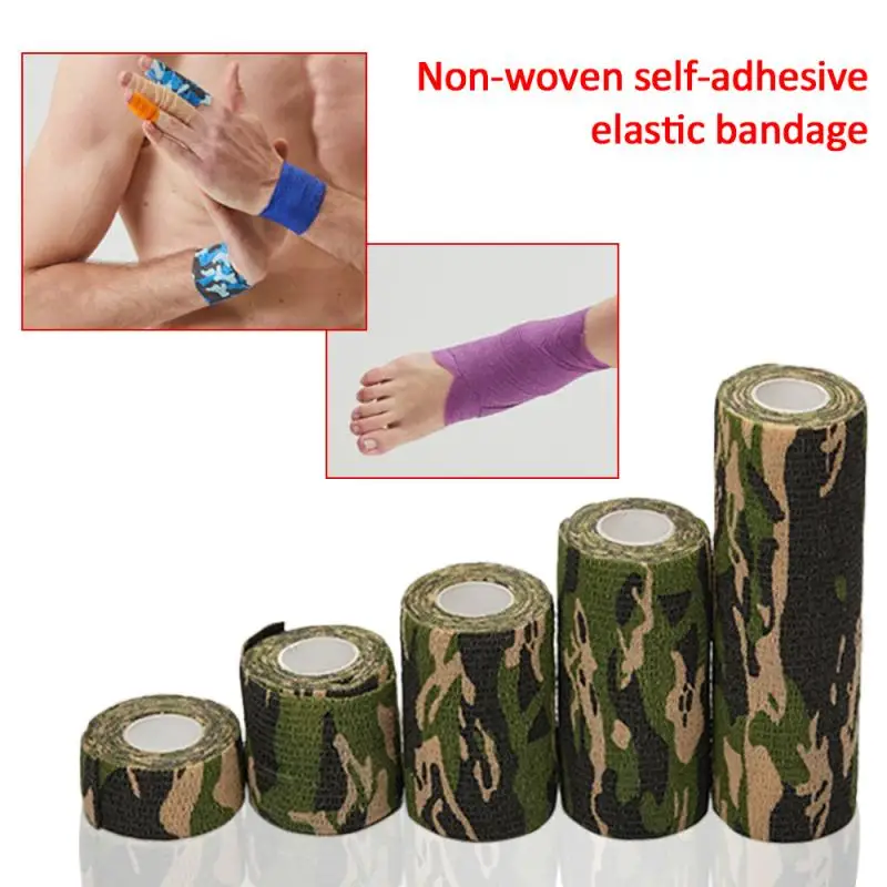 Cinta de envoltura elástica de camuflaje, vendaje médico autoadhesivo de 2,5 CM X 4,5 M, Protector deportivo para rodilla, dedo, tobillo, para viaje, Camping