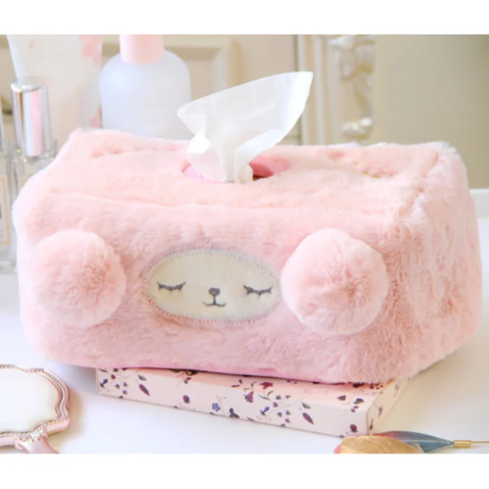 Plush Cartoon Sheep Tissue Box Cover Car Livingroom Bedroom Stuffed Tissue Box Holder MYDING