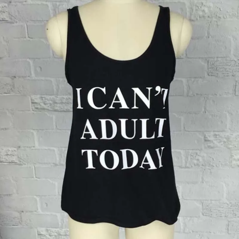 Майка для женщин с надписью «I Can't adoll Today», модные забавные принты с надписями, летние сексуальные топы без рукавов для девочек, Tumblr RACER BACK, Прямая поставка