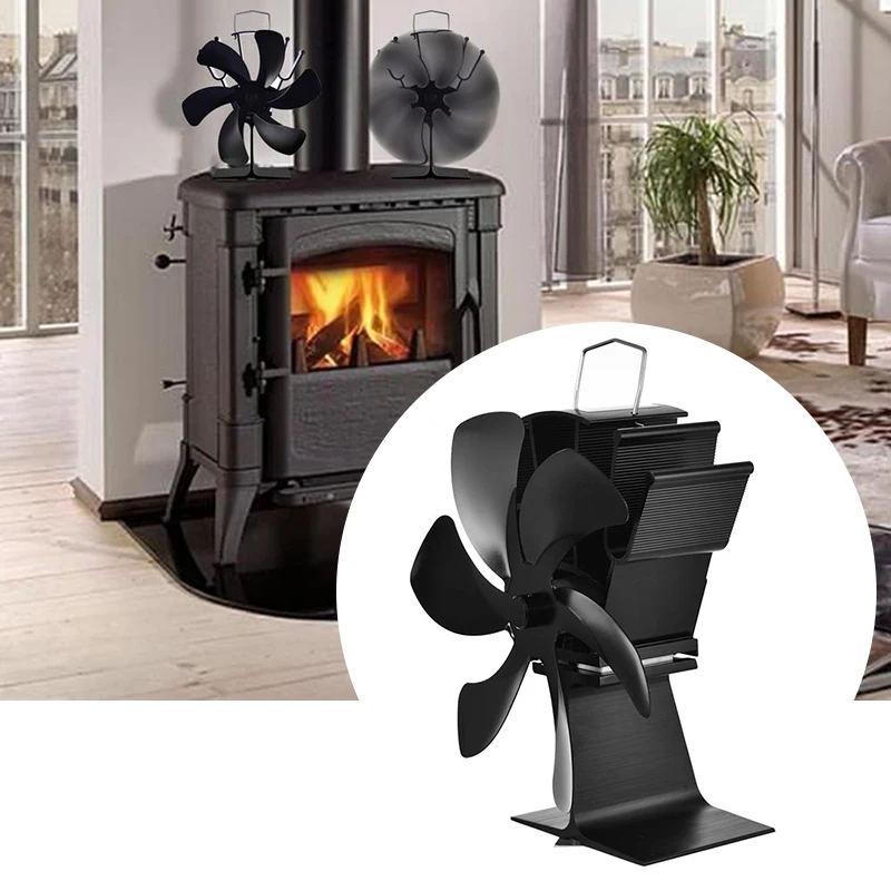 6 Black Fireplace Fan Upgraded Heat Powered Stove Log Wood Burner Ecofan Quiet Efficient Distribution | Обустройство дома
