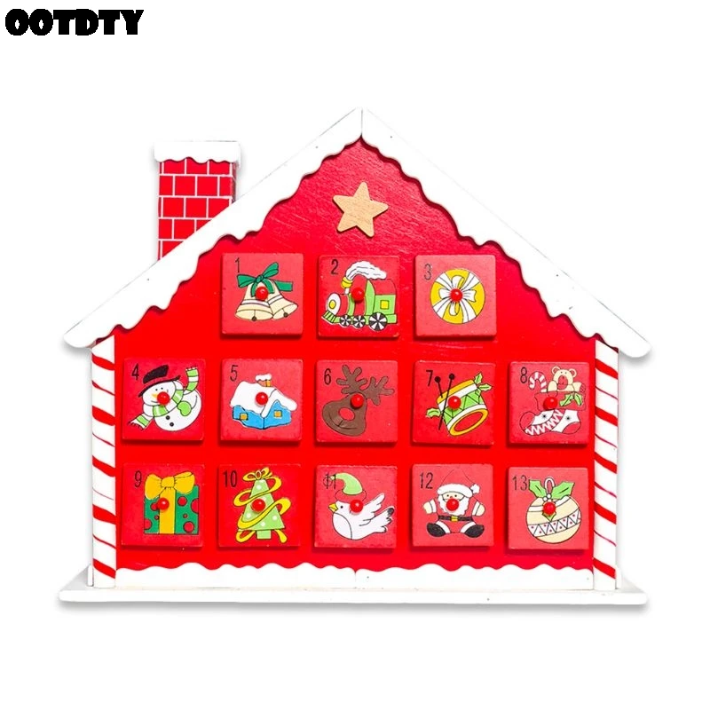 Рождественский деревянный дом обратный отсчет Advent календарь 24 ящика конфеты подарочная упаковка