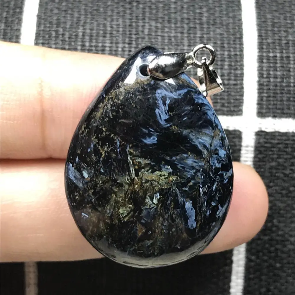 

Natural Blue Pietersite Pendant For Woman Man Namibia Crystal 31x23x8mm Water Drop Beads Firework Effect Stone Jewelry AAAAA