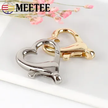 

50pcs Meetee 22*26mm Alloy Heart Buckle Keychain Trigger Snap Bag Strap Chain Clasp Lobster Hooks Connector DIY Accessories