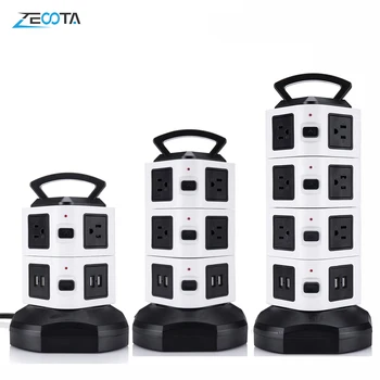 

Tower Power Strip 6/10/14 US Outlet Plug Socket with USB Slot 6.5ft Extension Cord Wire 3000W Surge Protector Charging Station