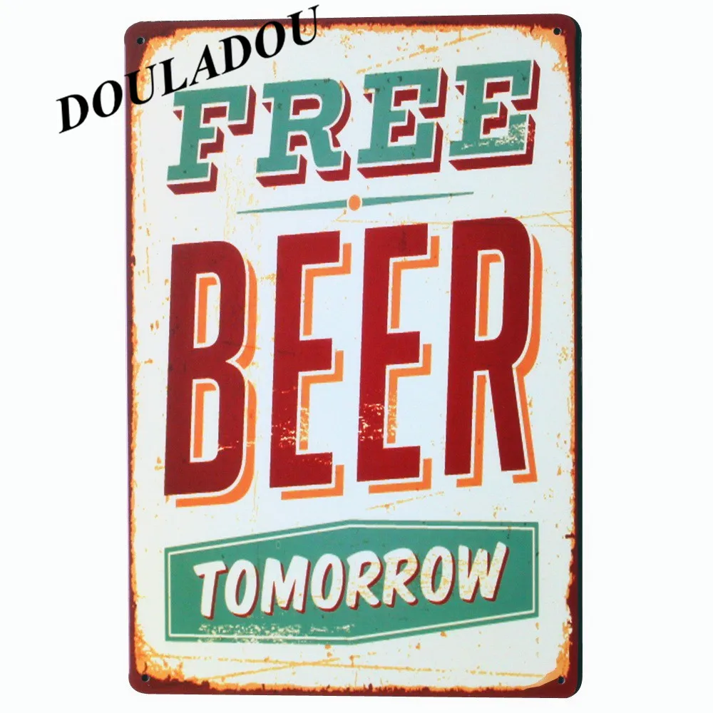 [Douladou] ледяное пиво на рисунок Top Винтаж металлическая жестяная вывеска Бар Паб BeerRetro налет на e-mail пластина отделка стен 30*20 см - Цвет: 2