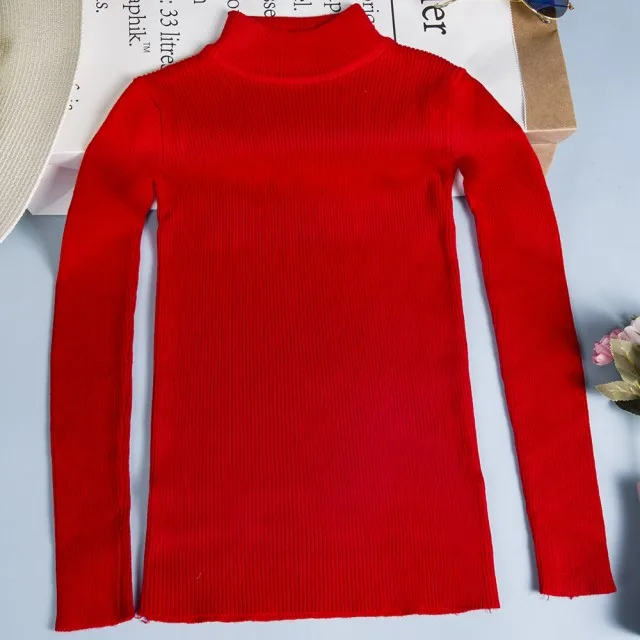Осенне-зимний женский пуловер вязаный свитер с продольными жилками вязаный эластичный красный Повседневный джемпер модный тонкий Водолазка Теплый женский свитер - Цвет: Red
