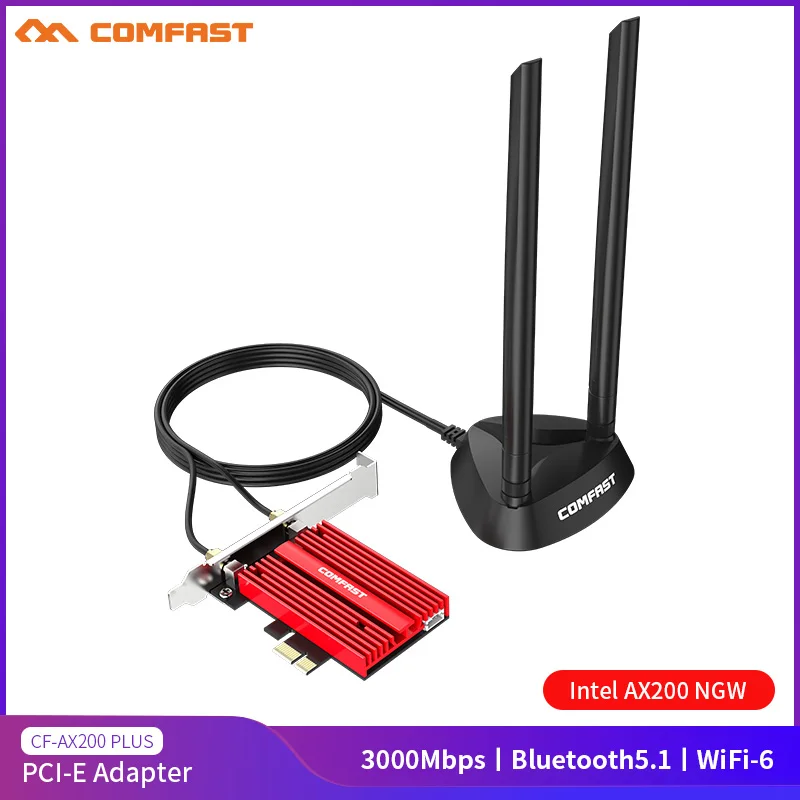 Comfast 3000Mbps Dual band Wifi 6 Intel AX200 PCI-E 1X Network Card 802 ...