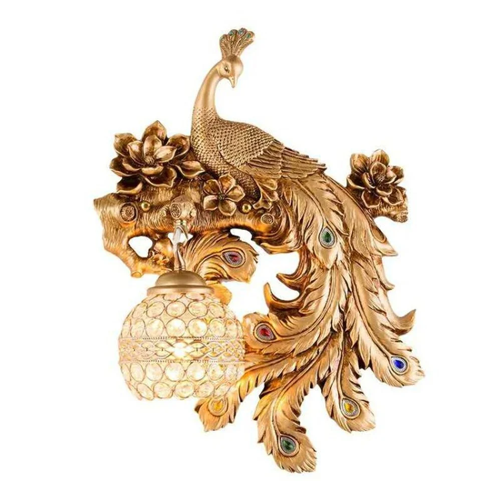 Vintage LED Wall Lamps for Dining-Room Industrial Home Decor Peacock Crystal Light Bedroom Bedside Sconce Lamp Fixture | Лампы и