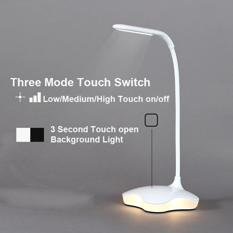 Goede LED Bureaulampen Lezen Pro Led Touch Usb Oplaadbare Power 3 Niveau Led lightning Batterij Leeslamp Nacht Slaap Warm