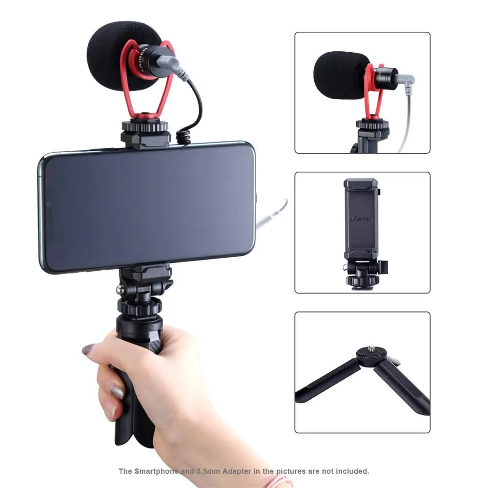 

Ulanzi Vlogging Smartphone Rig Extendable Tripod Smartphone Tripod Mount W/ Smartphone Clamp , Microphone and Tripod