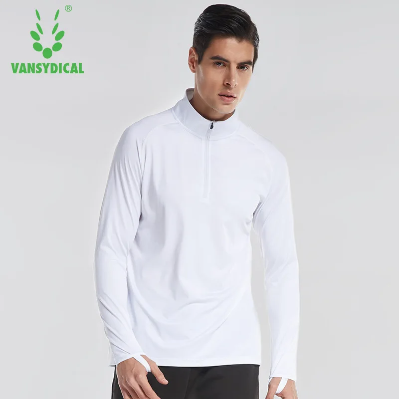 Vansydical, длинный рукав, фитнес-костюм, мужской, осень и зима, для бега, Повседневный, полумолния, быстро сохнет, топы, стиль