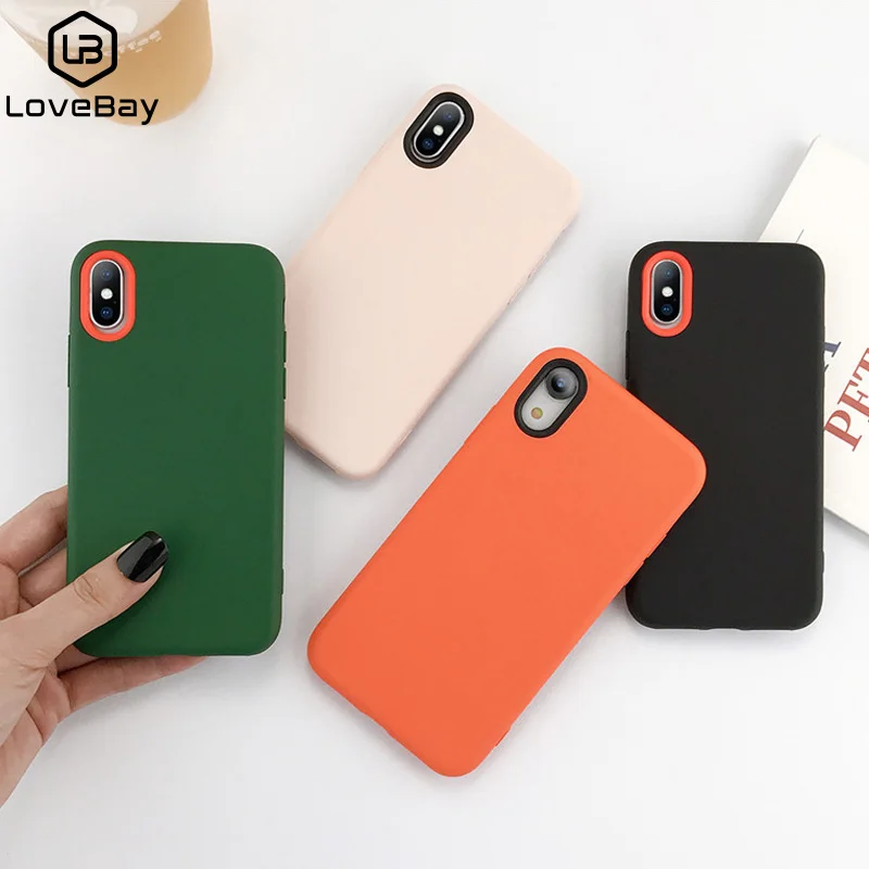 

Lovebay Simple Color Phone Case For iphone 11 Pro Max 6 6S 7 8 Plus XR 11 X XS Max Soft TPU Silicone Solid Candy Color Back Case