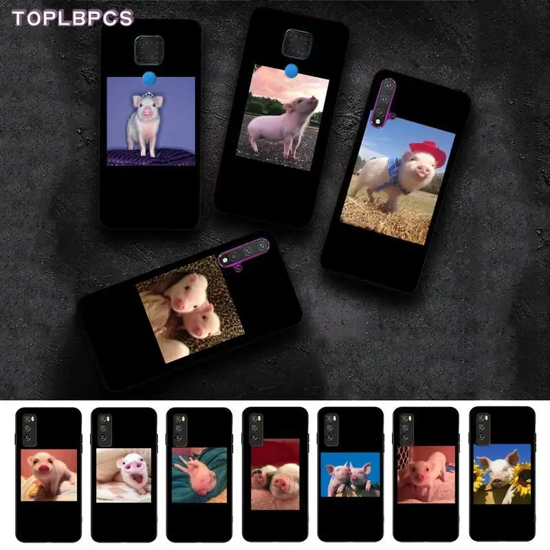 TOPLBPCS милый маленький розовый поросенок черный корпус телефона для huawei nova 2 i 2plus 2s