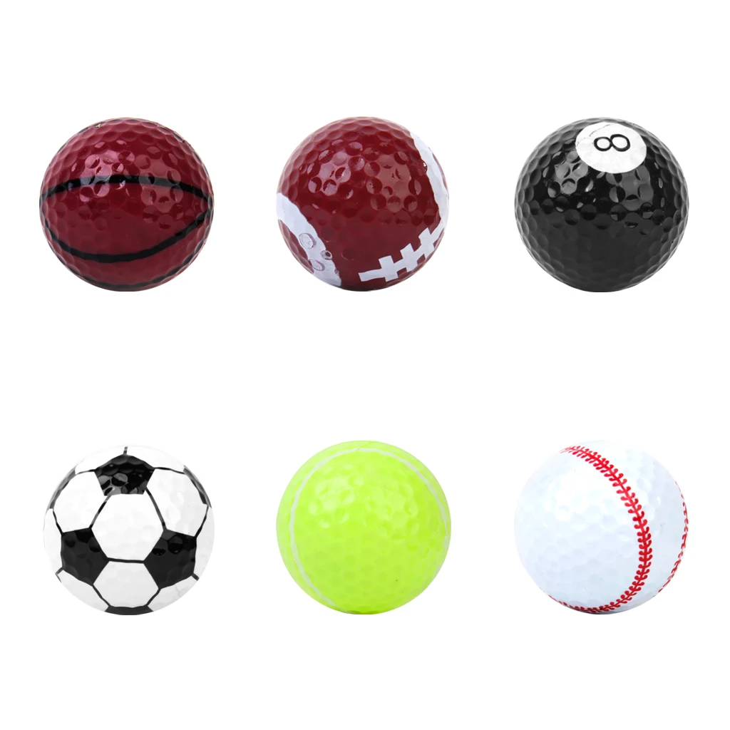 1 Set 6PCs Novelty Assorted Sports Golf Balls Joke Fathers Day Present Gift
