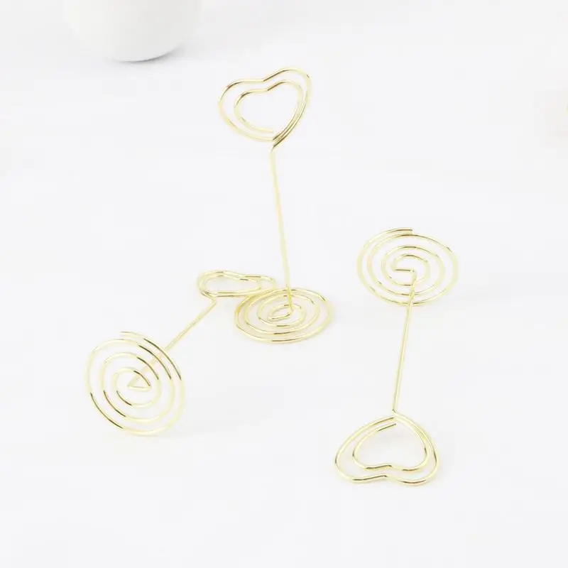 6 pcs Heart Shape Photo Holder Stands Table Number Holders Place Card Paper Menu Clips For Wedding Party Decoration