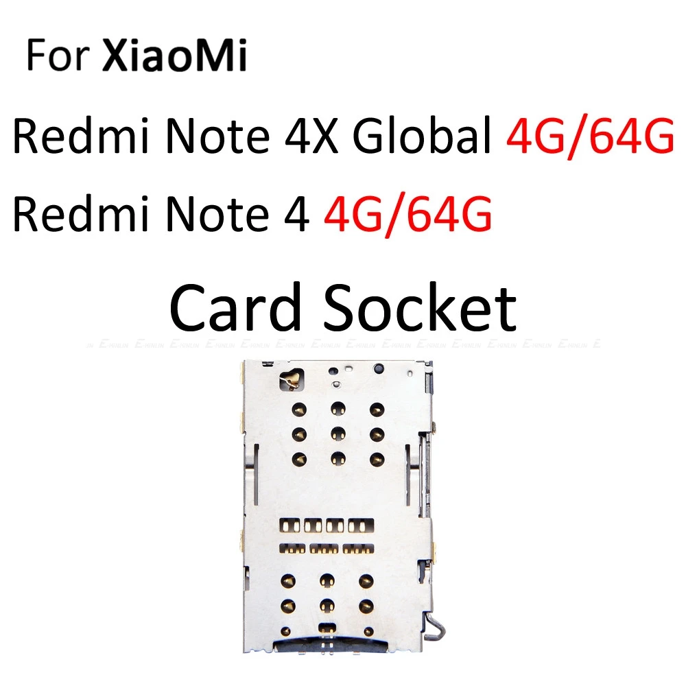 Сим-карты слот, разъем для лотка для устройства чтения sd-карт для Xiaomi Redmi Note 4 4X глобальной держатель карт Micro SD Разъем контейнер Запчасти - Цвет: ForRedmiNote4Socket