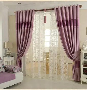 

Blackout Curtains For Living Room/Bedroom European Style Tulle Thick Curtains Ready Made Purple/Brown/beige Window Treatment