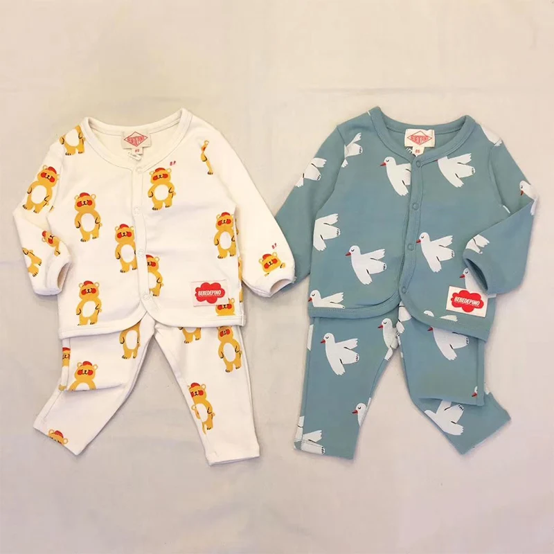 

Korean Baby Bebe De Pi** Pajama Sets Baby Lovely Bear Winter Sleep Clothes Sets Top Quality Toddler Clothes Sets Brand Clothes
