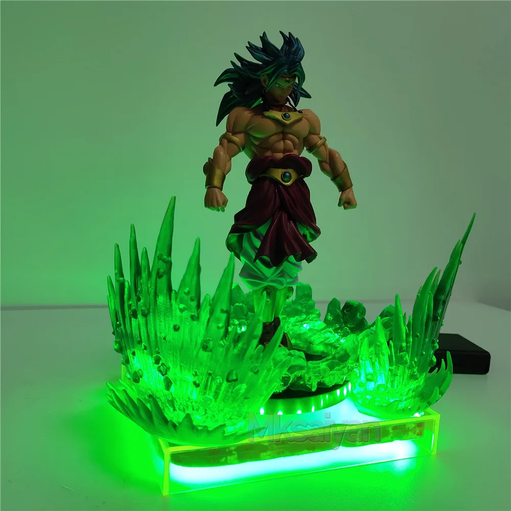 Dragon Ball Супер Broly фигурка светодиодный светильник Dragonball Broli ПВХ Модель Зеленый эффект сцены фигурки DBZ Broli игрушки Рождественский подарок