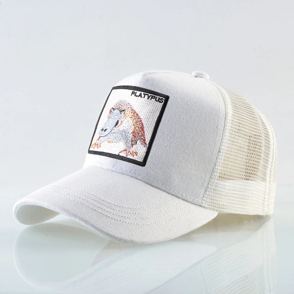 Snapback Baseball Cap Mit Schnabeltier Stickerei Patch Atmungsaktive Mesh Trucker Caps Männer Frauen Outdoor Casual Visier Hut Einstellbar – Detail 24