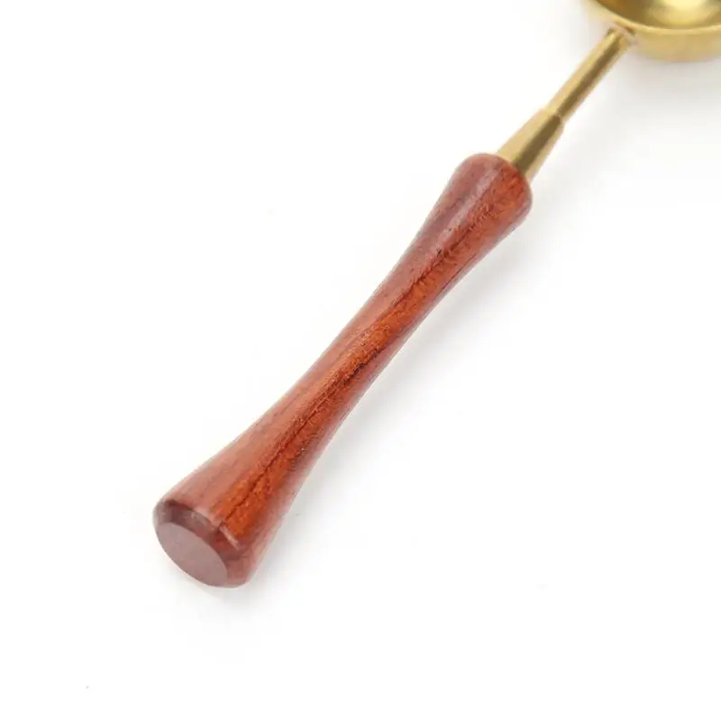 1PC Mini Retro Sealing Wax Spoon Seal Stamp Metal Wax Melting Spoon Wooden Handle Sealing Wax Spoons DIY Craft Supplies