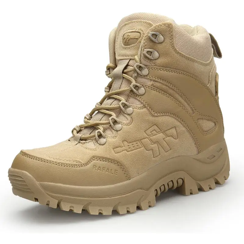 Мужская Военная обувь армейские мужские зимние ботильоны тактические Большие размеры армейские ботинки Мужская Рабочая безопасная обувь для прогулки мотоботы - Цвет: Sand color