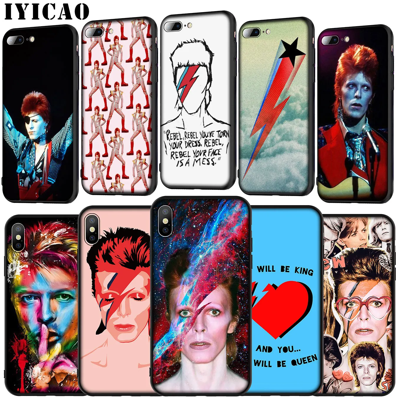 Мягкий силиконовый чехол David Bowie для iPhone 11 Pro XR X XS Max 6 6S 7 8 Plus 5 5S SE |