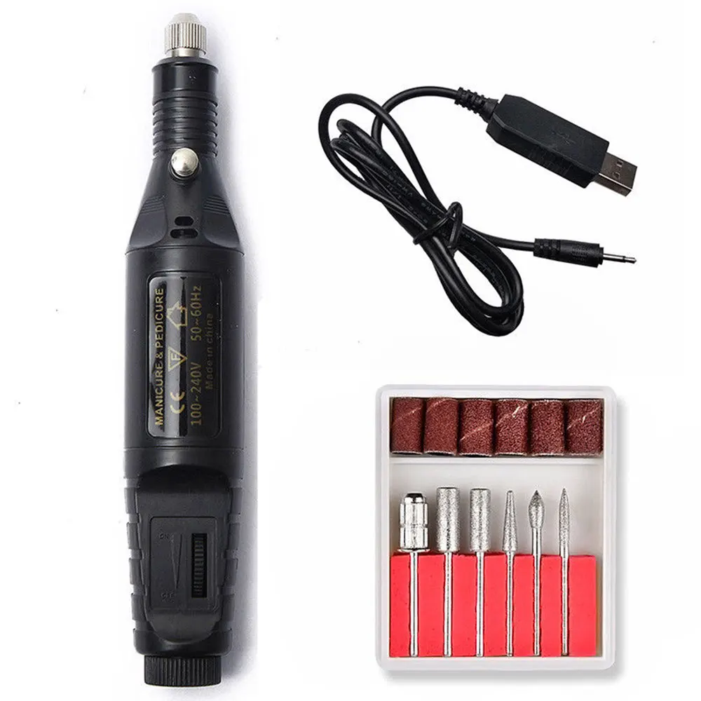 C with usb Профессиональный маникюрный станок, электрический шлифовальный станок для ногтей, маникюрная ручка, Фрезерные фрезы для маникюра, пилочка для ногтей, набор инструментов для дизайна ногтей - Цвет: C with usb