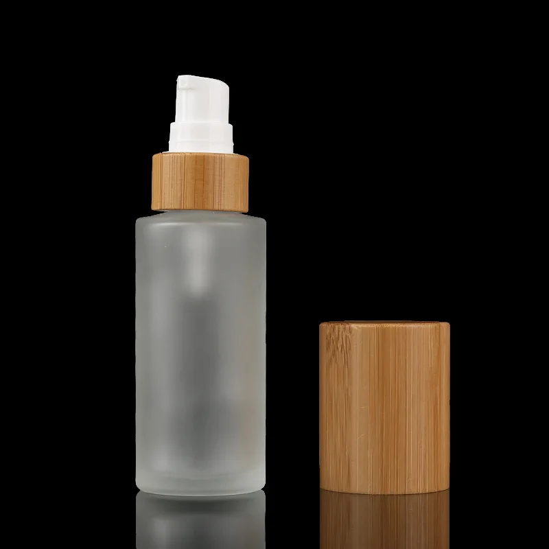 bamboo pump cap 30 мл 50 мл 100 мл 120 мл 150 мл Матовые прозрачные насосы бутылочка для бамбукового лосьона 1 унция 2 унции 4 унции морозное стекло бамбуковый туман спрей бутылка - Цвет: bamboo pump cap