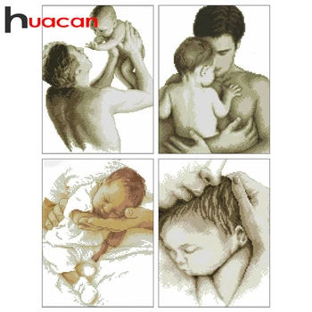 

Huacan Full Square/Round Diamond Painting Baby&Father 5D DIY Diamonds Embroidery Portrait Kits Decorations Home Handicraft