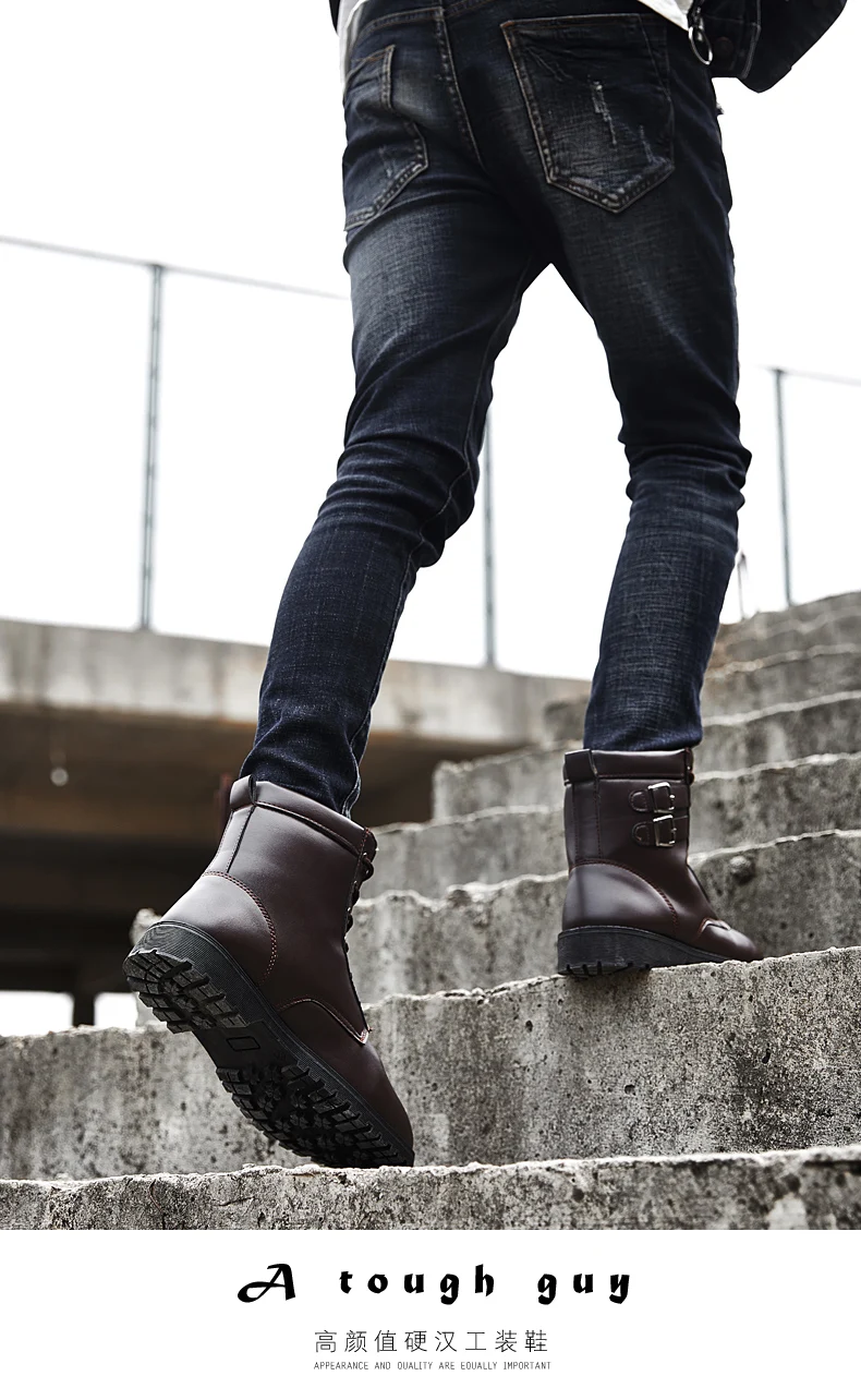 Botas hombre/черные теплые зимние мужские ботинки; кожаные ботильоны; Мужская защитная обувь; мужские зимние ботинки на меху в стиле милитари; Zapatos De Hombre VII