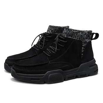 

Men Warm Durable Men Motorcycle Boots Lace-Up Non-slip Male Ankle Boots Waterproof Autumn Man Work Shoes