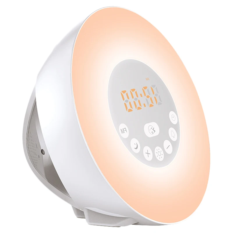 

Promotion! Wake Up Light Nature Light Sunrise Simulation Alarm Clock Press Control Night Light for Bedrooms with USB Charger FM