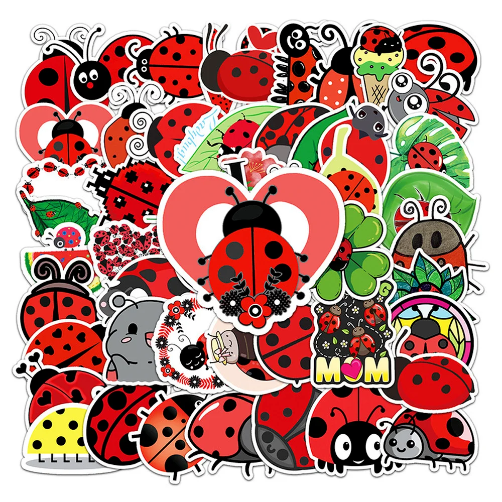 Nature Insect Stickers Animal Ladybug Sticker for Bicycle Luggage Laptop Car Decal Educational Toys Sticker for Kids 10/50pcs cartoon animal stickers animal stickers decorative stickers car sticker decal