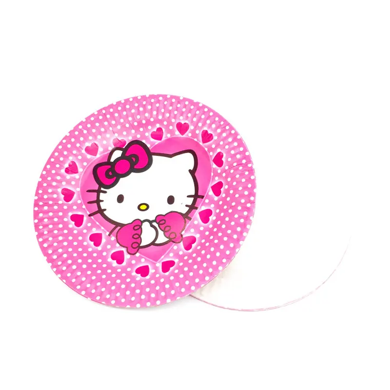  95Pcs/125Pcs Cartoon Hello Kitty Paper Cup Plate Invitation Card Hat Baby Shower Kid Birthday Decor - 4000169774810