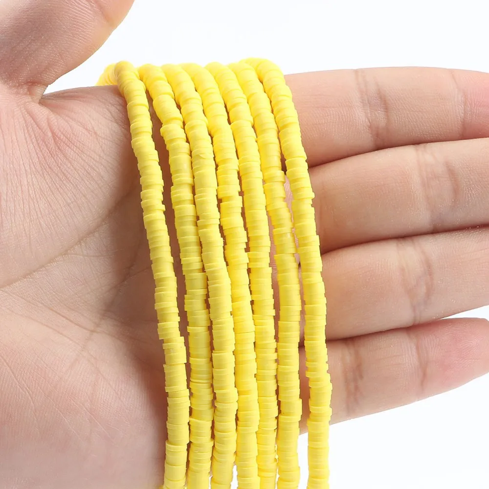 Yellow Clay Beads Flat Round Disk Loose Spacer Polymer For DIY Jewelry Earring Bracelet Findings 15'' 4mm 6mm | Украшения и