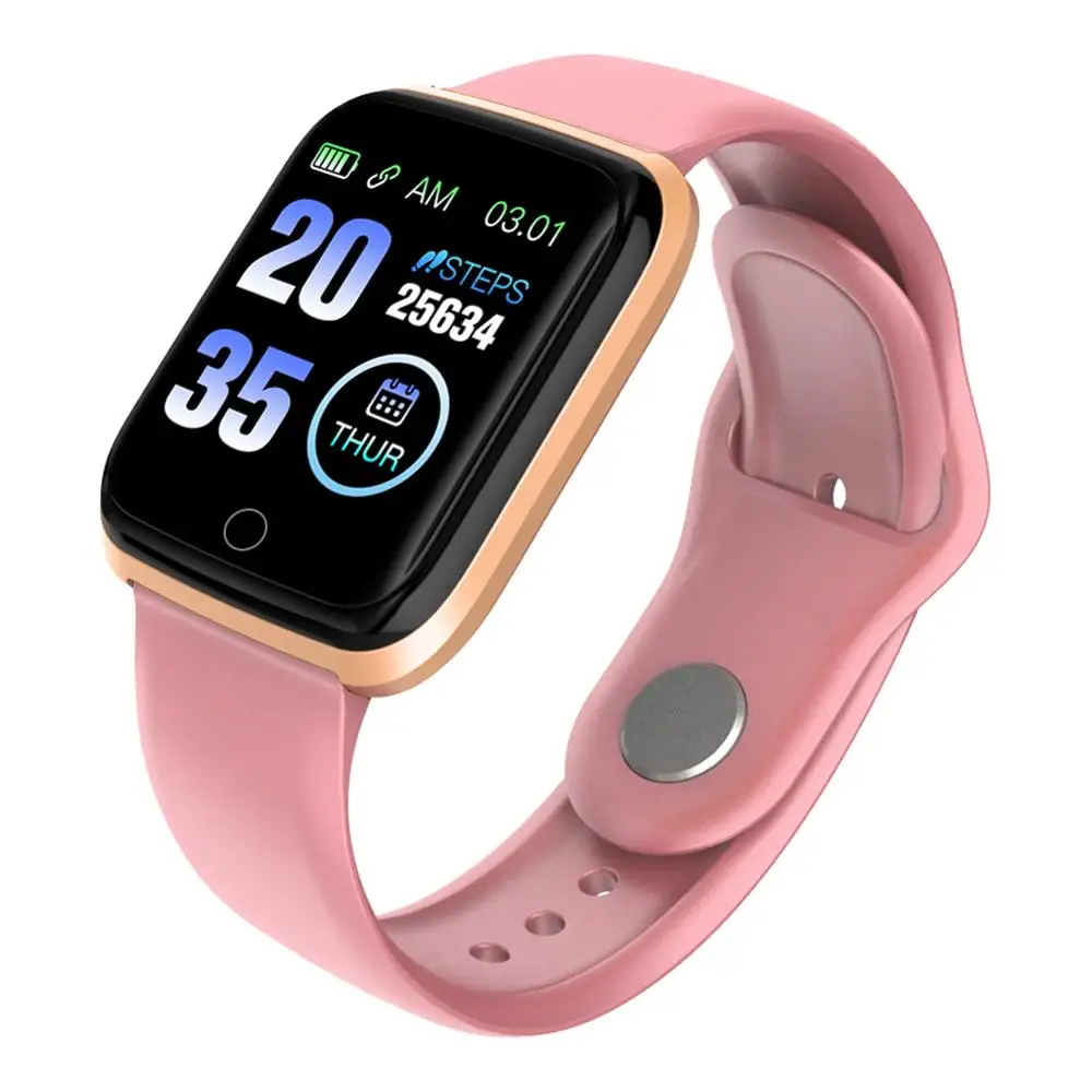 

New Sportwatch Women Girl Smartwatch Blood Pressure Heart Rate Monitor IP67 Waterproof Black Smart watch Men connect Android IOS